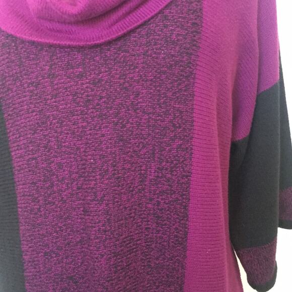 STYLE & CO Wide Vertical Stripe Cowl Neck 3/4 Wide Sleeve Sweater Size Small - Picture 3 of 5